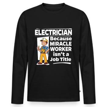 Électricien - Miracle Worker - T-shirt manches longues Premium bio Homme - noir - Devant - Nico (187cm)