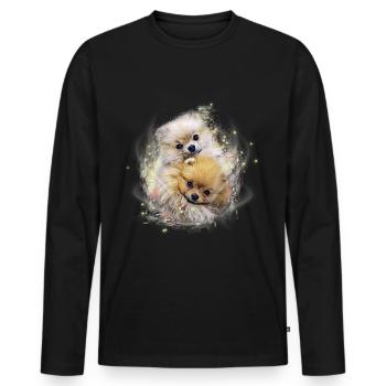 Pomeranian Shirt - Fluffypom Couple - Naine - T-shirt manches longues Premium bio Homme - noir - Devant - Nico (187cm)