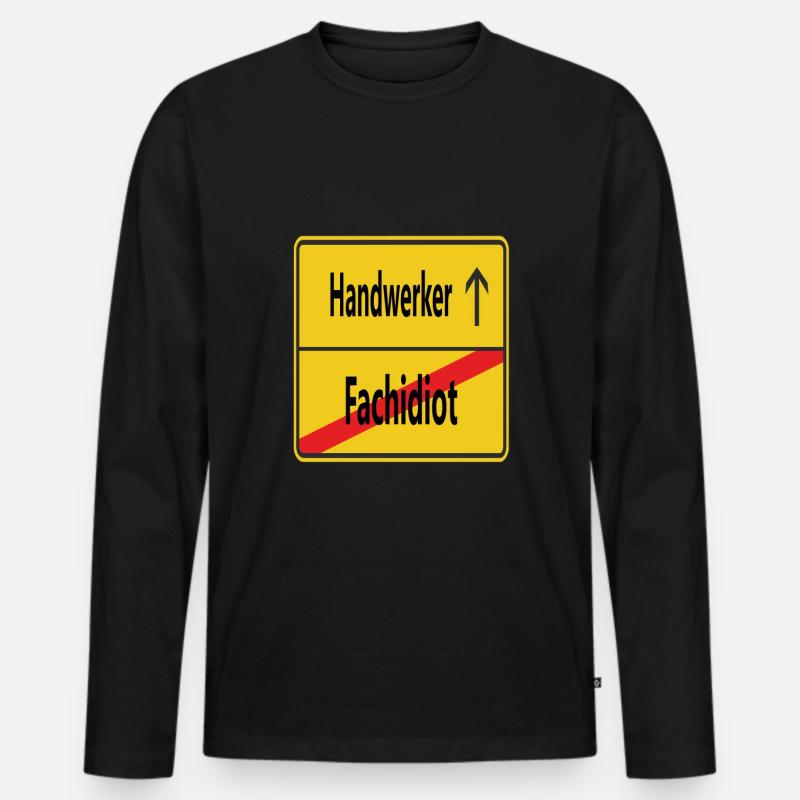 Fachidiot? Handwerker! - Männer Premium Bio Langarmshirt - Schwarz