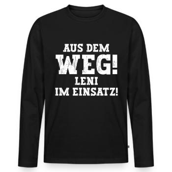 Leni Lustiger Spruch Vorname Name Leni - Männer Premium Bio Langarmshirt - Schwarz - Vorne - Nico (187cm)