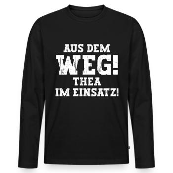 Thea Lustiger Spruch Vorname Name Thea - Männer Premium Bio Langarmshirt - Schwarz - Vorne - Nico (187cm)