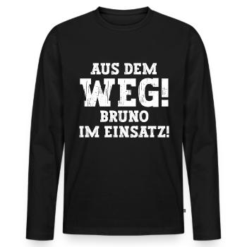 Bruno Lustiger Spruch Vorname Name Bruno - Männer Premium Bio Langarmshirt - Schwarz - Vorne - Nico (187cm)