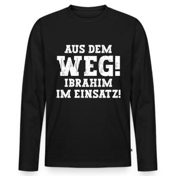 Ibrahim Lustiger Spruch Vorname Name Ibrahim - Männer Premium Bio Langarmshirt - Schwarz - Vorne - Nico (187cm)
