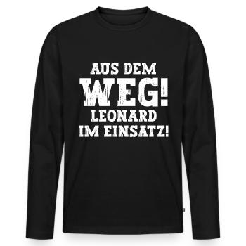 Leonard Lustiger Spruch Vorname Name Leonard - Männer Premium Bio Langarmshirt - Schwarz - Vorne - Nico (187cm)