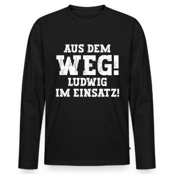 Ludwig Lustiger Spruch Vorname Name Ludwig - Männer Premium Bio Langarmshirt - Schwarz - Vorne - Nico (187cm)