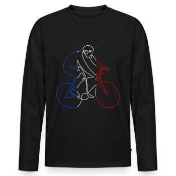 Cycliste Bleu Blanc Rouge - T-shirt manches longues Premium bio Homme - noir - Devant - Nico (187cm)