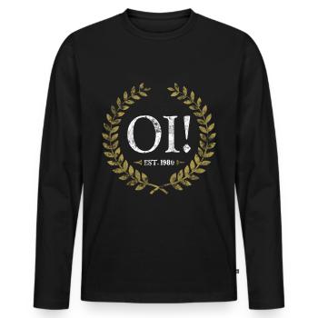 1980 ska oi! skinhead - T-shirt manches longues Premium bio Homme - noir - Devant - Nico (187cm)