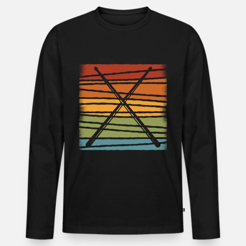 Schlagzeug - Männer Premium Bio Langarmshirt - Schwarz
