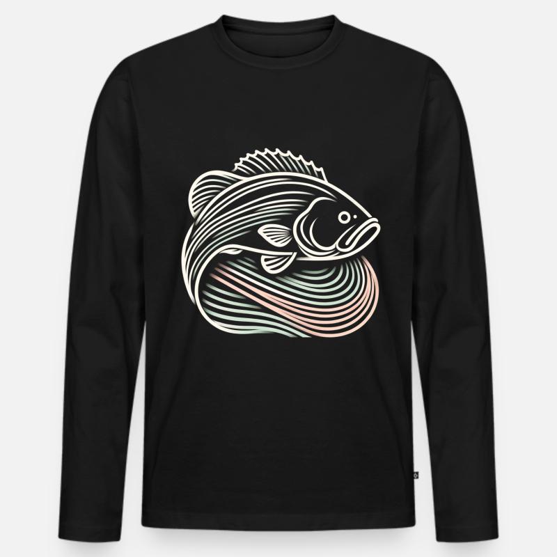 Bassfisch - Männer Premium Bio Langarmshirt - Schwarz