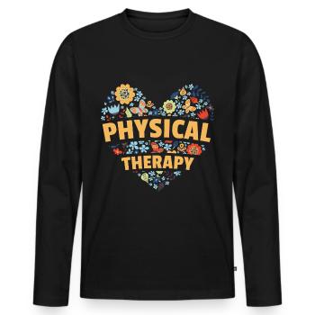 Physiotherapy Heart Physiotherapy - Men's Premium Organic Long Sleeve Shirt - black - Front - Nico (187cm)