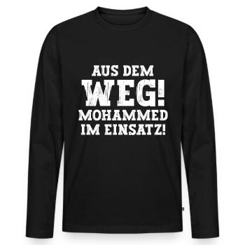 Mohammed Lustiger Spruch Vorname Name Mohammed - Männer Premium Bio Langarmshirt - Schwarz - Vorne - Nico (187cm)