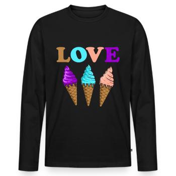 Eiscreme - Männer Premium Bio Langarmshirt - Schwarz - Vorne - Nico (187cm)