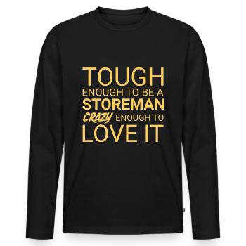 Storeman Crazy - Männer Premium Bio Langarmshirt - Schwarz - Vorne - Nico (187cm)