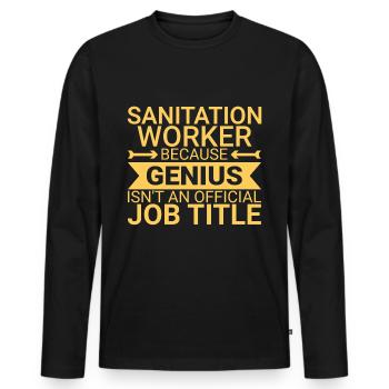Agent d’assainissement Genius - T-shirt manches longues Premium bio Homme - noir - Devant - Nico (187cm)