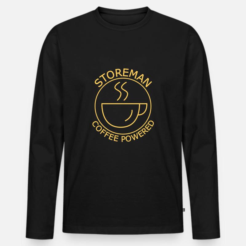 Storeman Coffee Powered - Männer Premium Bio Langarmshirt - Schwarz