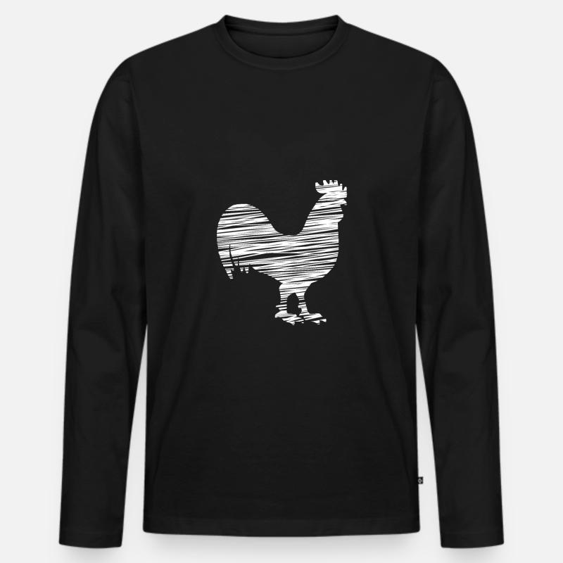 Hahn - Männer Premium Bio Langarmshirt - Schwarz