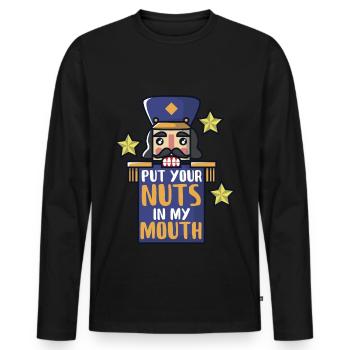 Nutcracker cracks nuts - Men's Premium Organic Long Sleeve Shirt - black - Front - Nico (187cm)