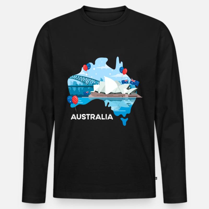 Australien - Männer Premium Bio Langarmshirt - Schwarz