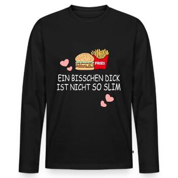 Ein bisschen Dick ist nicht so Slim | Burger - Männer Premium Bio Langarmshirt - Schwarz - Vorne - Nico (187cm)