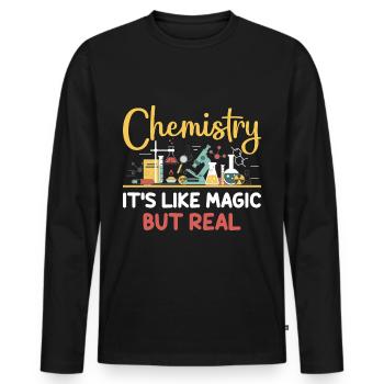 Chemistry is like magic but real - Men's Premium Organic Long Sleeve Shirt - black - Front - Nico (187cm)