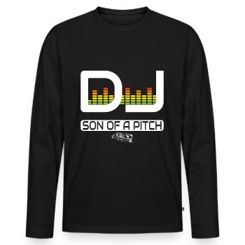 DJ avec platines et table de mixage - cool logo Deejay - T-shirt manches longues Premium bio Homme - noir - Devant - Nico (187cm)