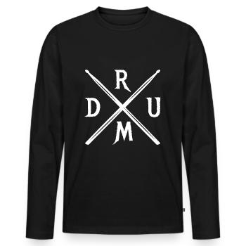 Batteurs cool de DRUM croisés - T-shirt manches longues Premium bio Homme - noir - Devant - Nico (187cm)