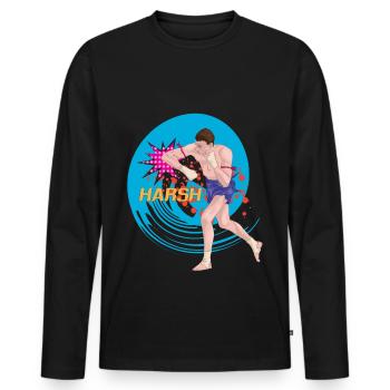 Karate Jiu-Jitsu Taekwondo Kickboxing Muay Thai - Men's Premium Organic Long Sleeve Shirt - black - Front - Nico (187cm)