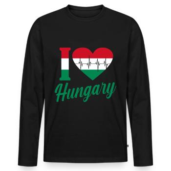 Hungary - Men's Premium Organic Long Sleeve Shirt - black - Front - Nico (187cm)