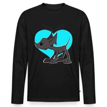 Chien mignon avec cœur en bleu. Chemise, autocollants,... - T-shirt manches longues Premium bio Homme - noir - Devant - Nico (187cm)