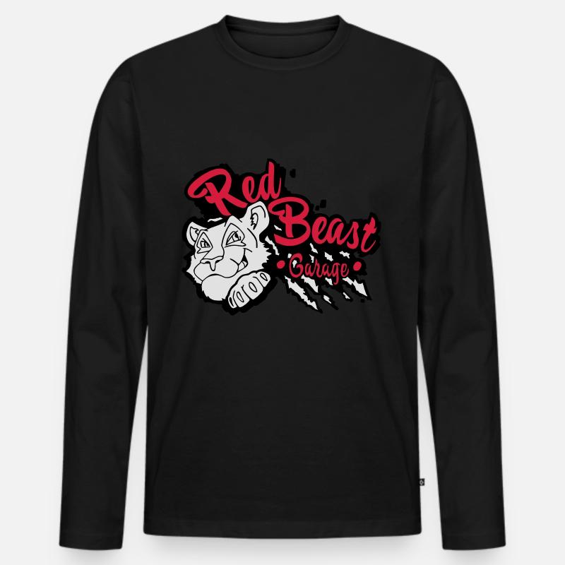 Red Beast Garage - Männer Premium Bio Langarmshirt - Schwarz