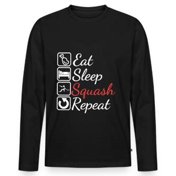 Mangez le cadeau de répétition de squash de sommeil - T-shirt manches longues Premium bio Homme - noir - Devant - Nico (187cm)