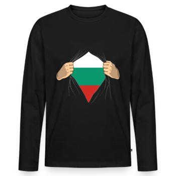 Bulgarie - T-shirt manches longues Premium bio Homme - noir - Devant - Nico (187cm)