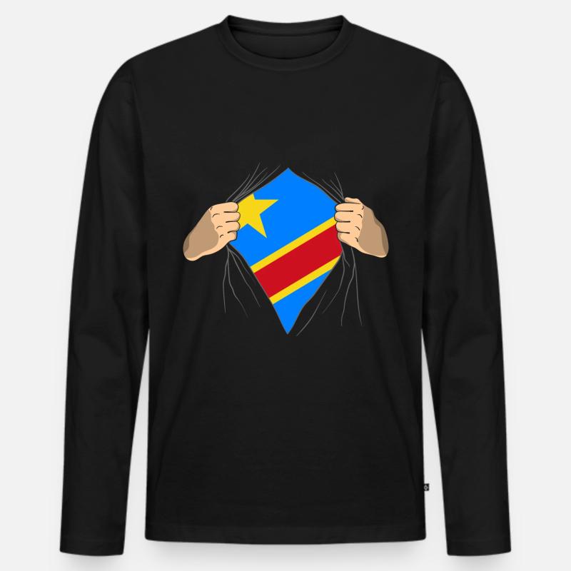Kongo - Männer Premium Bio Langarmshirt - Schwarz