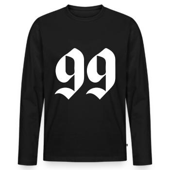 Année 1999 - T-shirt manches longues Premium bio Homme - noir - Devant - Nico (187cm)