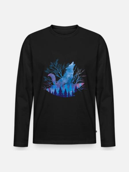 Wolf - Men's Premium Organic Long Sleeve Shirt - black