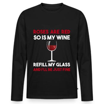 Wine Funny saying gift wine drinker joke - Men's Premium Organic Long Sleeve Shirt - black - Front - Nico (187cm)