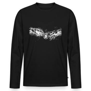 Création des cryptomonnaies Bitcoin - T-shirt manches longues Premium bio Homme - noir - Devant - Nico (187cm)