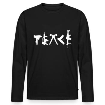 PEACE Waffen Typografie Street Art - Männer Premium Bio Langarmshirt - Schwarz - Vorne - Nico (187cm)