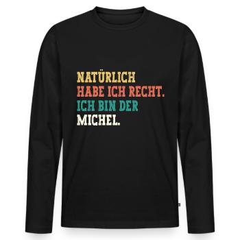 Michel Lustiger Spruch Vorname Name Michel - Männer Premium Bio Langarmshirt - Schwarz - Vorne - Nico (187cm)