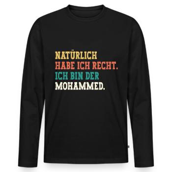 Mohammed Lustiger Spruch Vorname Name Mohammed - Männer Premium Bio Langarmshirt - Schwarz - Vorne - Nico (187cm)