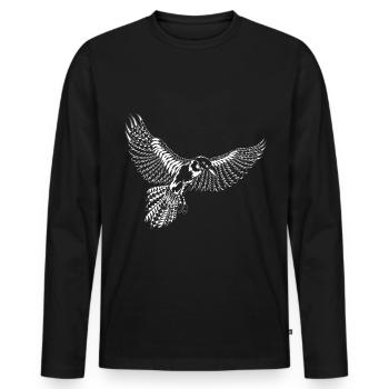 Maori Tattoo Bird Raven Crow Ornithologist - Men's Premium Organic Long Sleeve Shirt - black - Front - Nico (187cm)