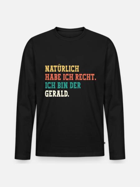 Gerald Lustiger Spruch Vorname Name Gerald - Männer Premium Bio Langarmshirt - Schwarz