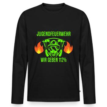 Jugendfeuerwehr Feuerwehrmann Feuerwehr Geschenk - Männer Premium Bio Langarmshirt - Schwarz - Vorne - Nico (187cm)