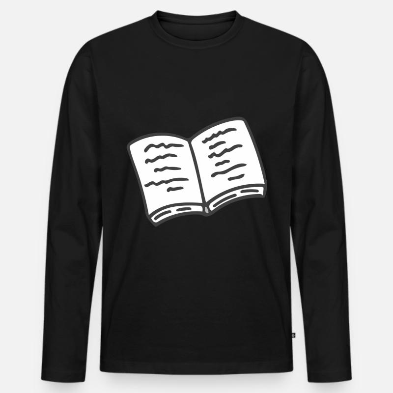 Buch Zeichnung - Männer Premium Bio Langarmshirt - Schwarz