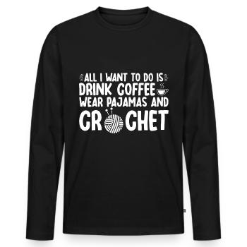 Tout ce que je veux, c’est boire du café - T-shirt manches longues Premium bio Homme - noir - Devant - Nico (187cm)