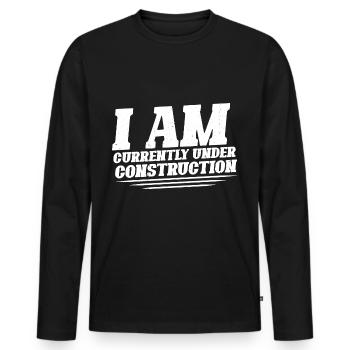 Je suis actuellement en construction 14 - T-shirt manches longues Premium bio Homme - noir - Devant - Nico (187cm)