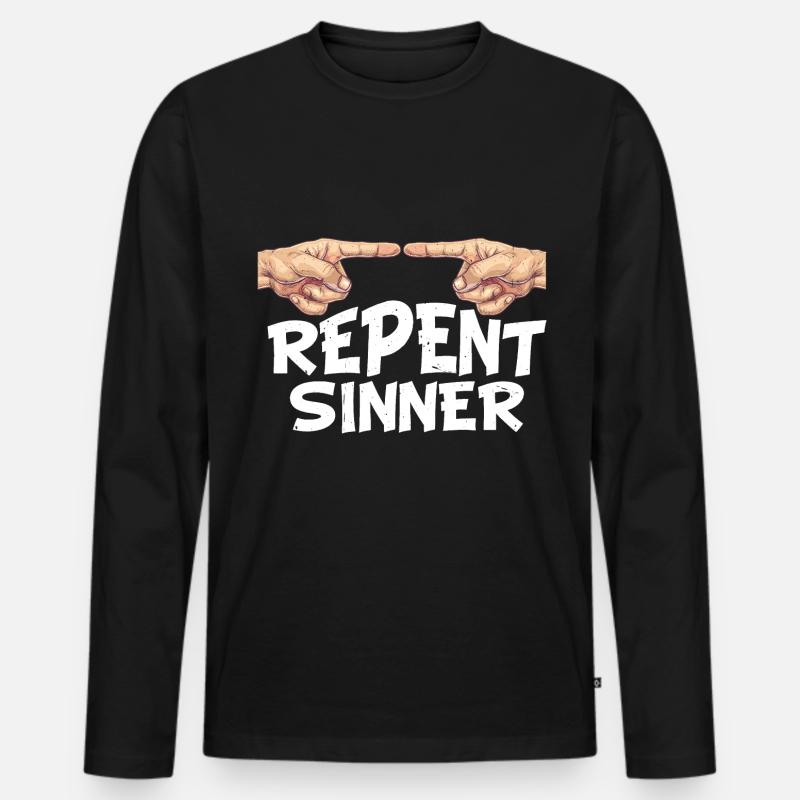 Repent Sinner 30 - Männer Premium Bio Langarmshirt - Schwarz