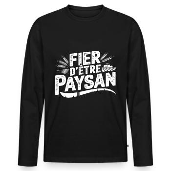 Paysan et fier - T-shirt manches longues Premium bio Homme - noir - Devant - Nico (187cm)