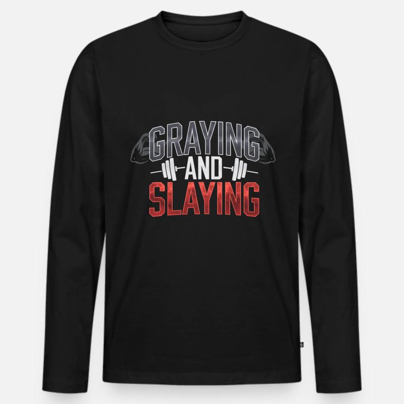 Graying And Slaying 4 - Männer Premium Bio Langarmshirt - Schwarz