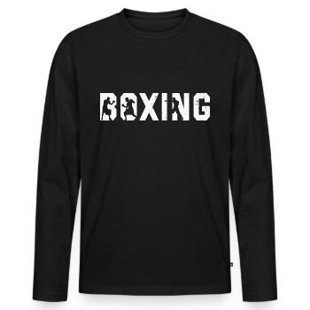 Boxing Design - MMA Kampfsport Boxen Boxer - Männer Premium Bio Langarmshirt - Schwarz - Vorne - Nico (187cm)